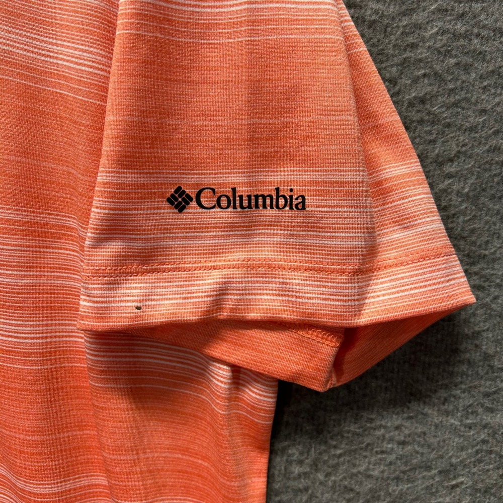 Columbia Golf Mens XL Orange Space Dye Stripe Clemson Paw Polo Shirt - Picture 7 of 9